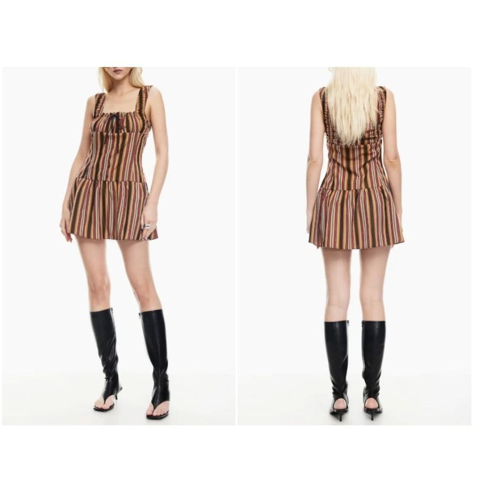 LIONESS Heart Shaped Mini Dress in Vintage Stripe Medium New Womens - Picture 12 of 12